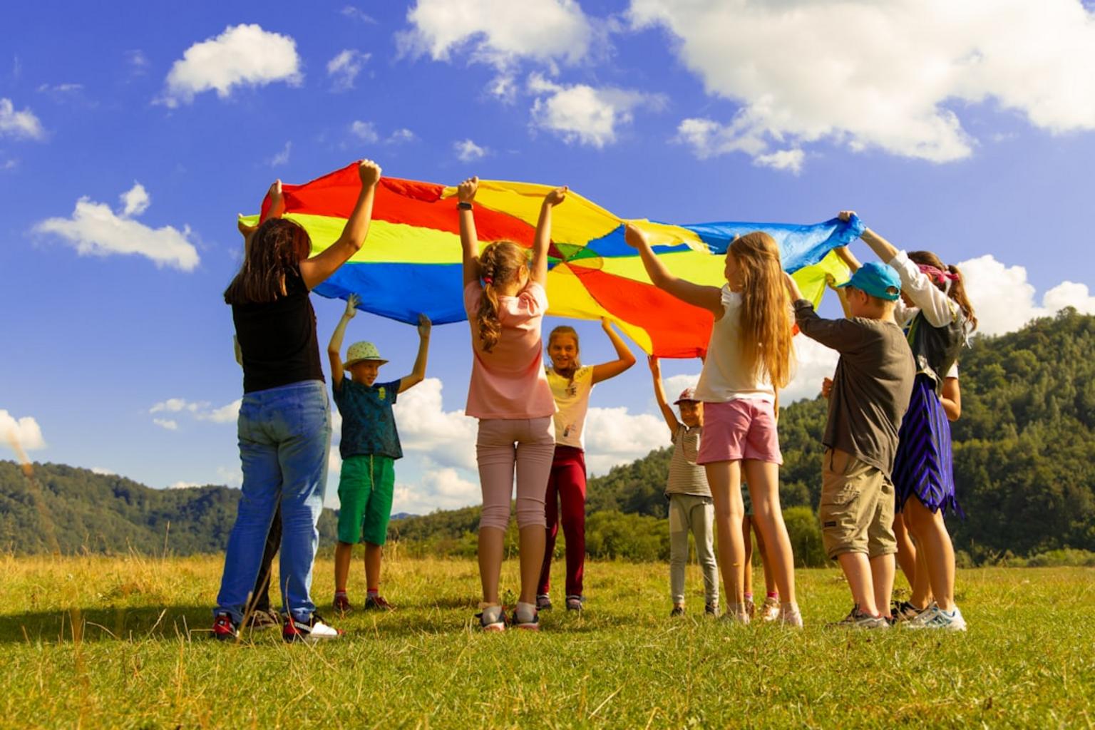 Children playing kite flying at the Maidan in Kolkata