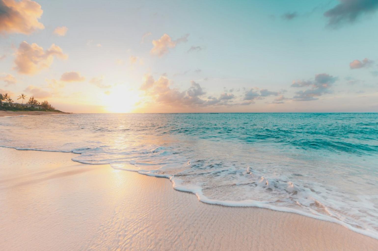 calm beach view with fishermen's huts