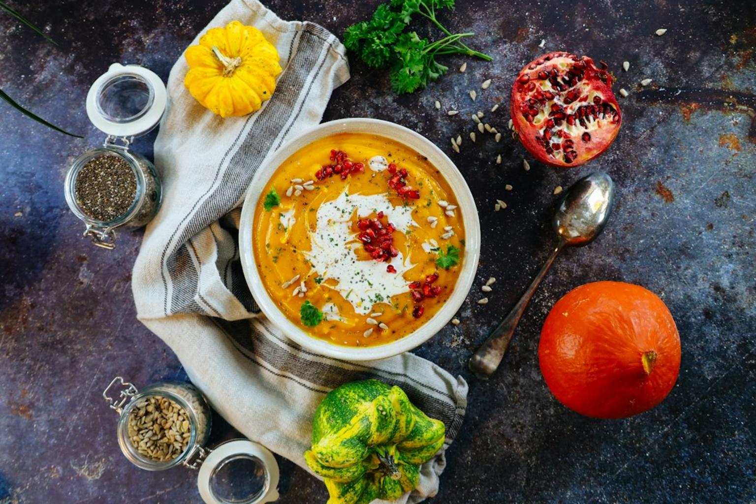Global autumn culinary map with various dishes